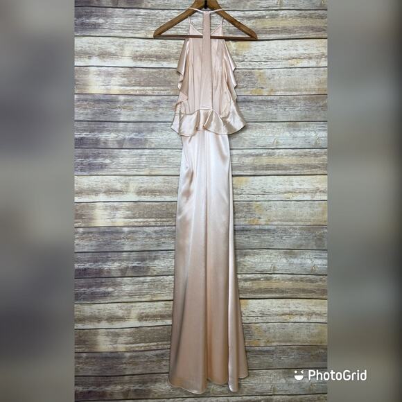 Jill Stuart 4 Satin Halter Gown with ruffle - Picture 3 of 9